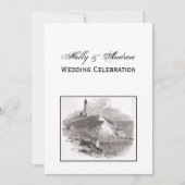 Montauk Point Lighthouse Hamptons Wedding Einladung (Vorderseite)