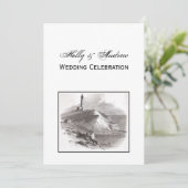 Montauk Point Lighthouse Hamptons Wedding Einladung (Stehend Vorderseite)