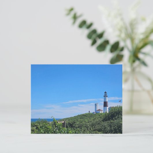 Montauk Point Lighthouse Long Island NY Postcard Postkarte (Stehend Vorderseite)