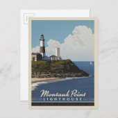 Montauk Point Lighthouse, LongIsland NY Postkarte (Vorne/Hinten)