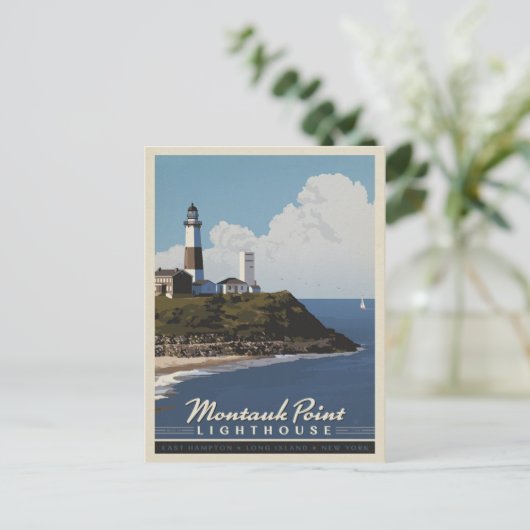 Montauk Point Lighthouse, LongIsland NY Postkarte (Stehend Vorderseite)