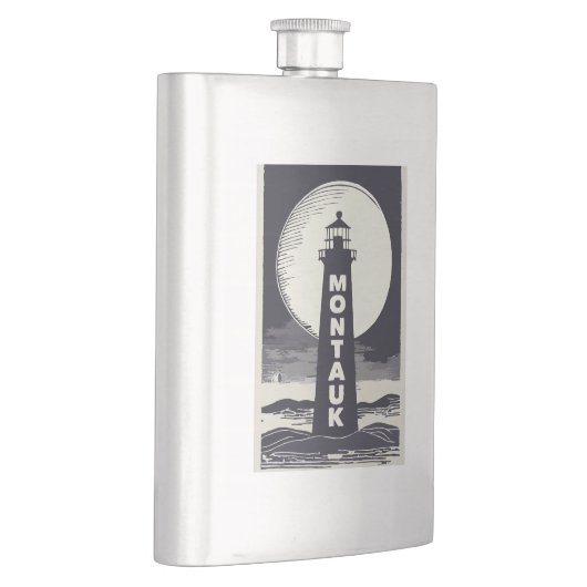 Montauk Point Lighthouse Moon Flachmann (Rechts)