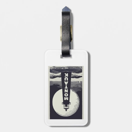 Montauk Point Lighthouse Moon Gepäckanhänger (Rückseite vertikal)