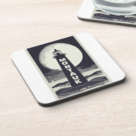 Montauk Point Lighthouse Moon Getränkeuntersetzer (Linke Seite)