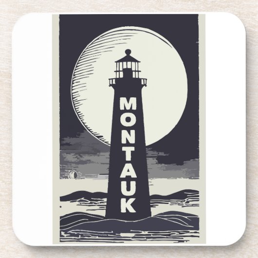 Montauk Point Lighthouse Moon Getränkeuntersetzer (Vorderseite)