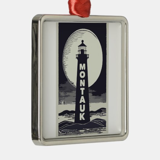 Montauk Point Lighthouse Moon Ornament Aus Metall (Rechts)