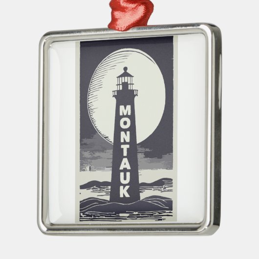 Montauk Point Lighthouse Moon Ornament Aus Metall (Links)