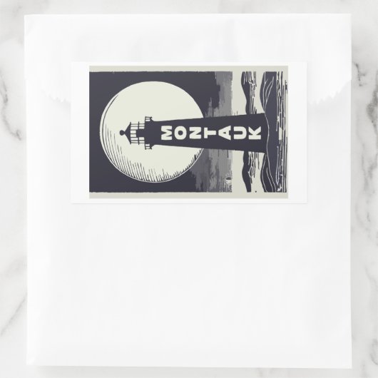 Montauk Point Lighthouse Moon Rechteckiger Aufkleber (Tasche)