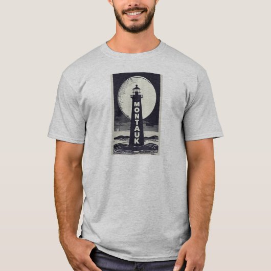 Montauk Point Lighthouse Moon T-Shirt (Vorderseite)
