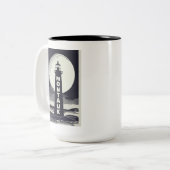 Montauk Point Lighthouse Moon Zweifarbige Tasse (Vorderseite Links)