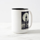 Montauk Point Lighthouse Moon Zweifarbige Tasse (VorderseiteRechts)