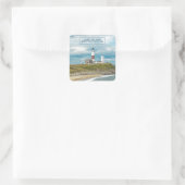 Montauk Point Lighthouse Quadratischer Aufkleber (Tasche)