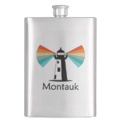 Montauk Point New York Lighthouse Rainbow Flachmann (Vorderseite)