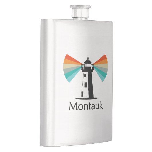 Montauk Point New York Lighthouse Rainbow Flachmann (Rechts)