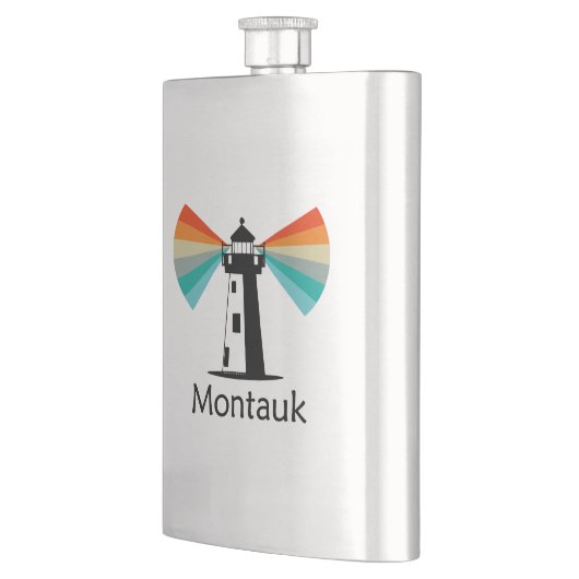 Montauk Point New York Lighthouse Rainbow Flachmann (Links)