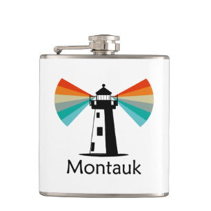 Montauk Point New York Lighthouse Rainbow Flachmann