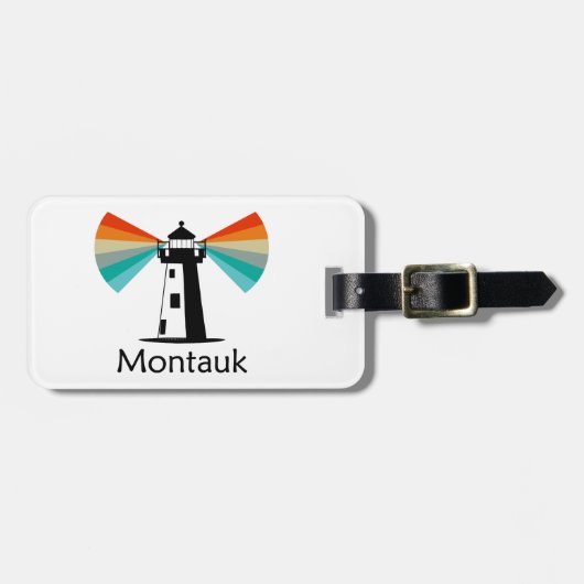 Montauk Point New York Lighthouse Rainbow Gepäckanhänger (Vorderseite horizontal)