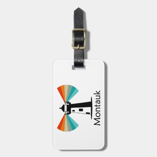 Montauk Point New York Lighthouse Rainbow Gepäckanhänger (Vorderseite vertikal)