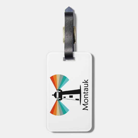 Montauk Point New York Lighthouse Rainbow Gepäckanhänger (Rückseite vertikal)
