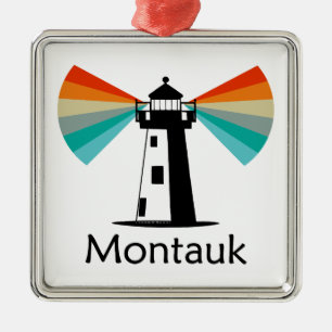 Montauk Point New York Lighthouse Rainbow Ornament Aus Metall