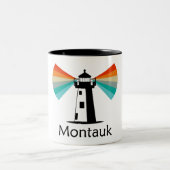 Montauk Point New York Lighthouse Rainbow Zweifarbige Tasse (Mittel)