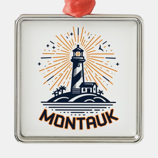 Montauk Point New York Lighthouse Sunrise Ornament Aus Metall (Vorne)