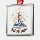 Montauk Point New York Lighthouse Sunrise Ornament Aus Metall (Links)