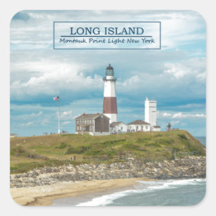Montauk Punkt-Leuchtturm Quadratischer Aufkleber