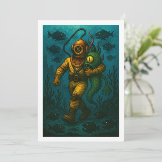 Montauk Salvage Co. Diver mit 12x18 Blank Save The Date (Stehend Vorderseite)