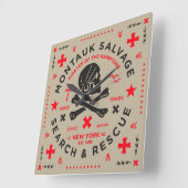 Montauk Salvage Co. Militärische Wandverkleidung Quadratische Wanduhr (Winkel)