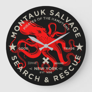 Montauk Salvage Co. Octopus Große Wall Uhr