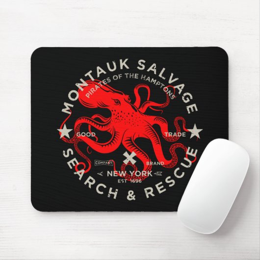 Montauk Salvage Co. Octopus Mouse Pad Mousepad (Mit Mouse)