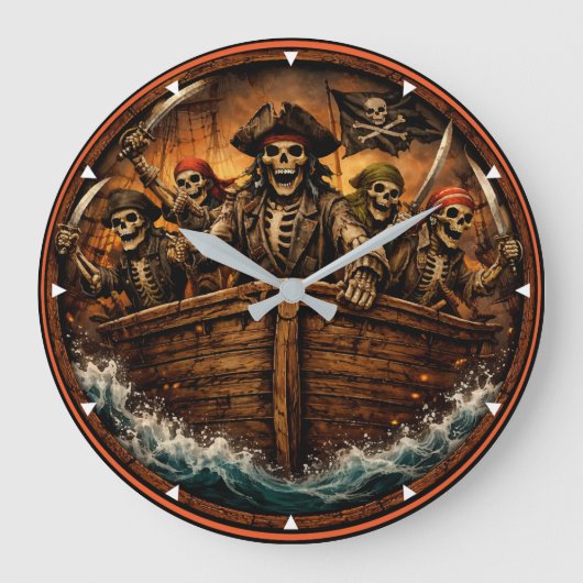 Montauk Salvage Co Pirate Clock Große Wanduhr (Vorderseite)