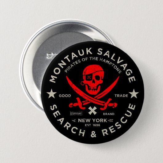 Montauk Salvage Co. Red Pirate Button (Vorne & Hinten)