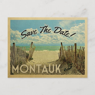 Montauk Save the Date Vintag Beach Nautical Ankündigungspostkarte
