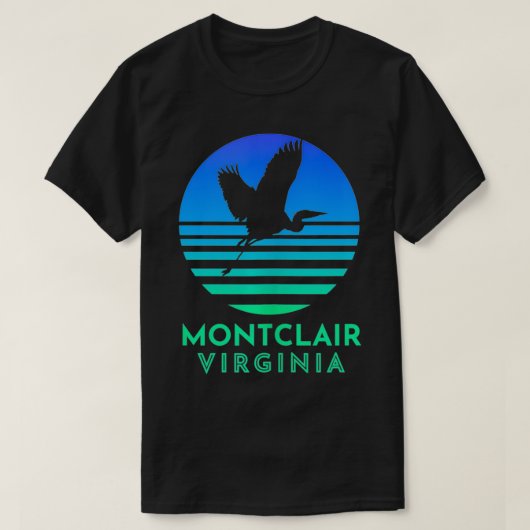 Montclair Virginia Heron Blue Sunset T-Shirt (Design vorne)