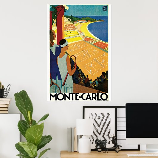 Monte-Carlo Art Deco Tennis Plakat (Heimbüro)