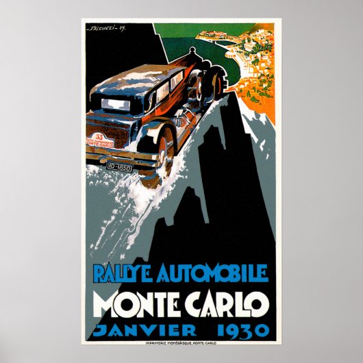 Monte Carlo Auto Kundgebung ~ Vintage Kfz-Werbung Poster (Vorne)
