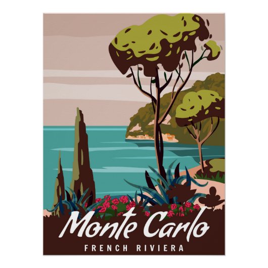 Monte Carlo Französische Riviera Retro Poster (Vorderseite)