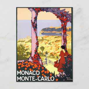 Monte Carlo Monaco Frankreich Vintage-Reise Postkarte