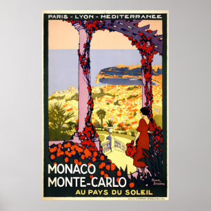 Monte-Carlo Monaco Strand Reiseplakat Poster