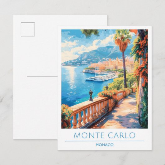 Monte Carlo Monaco Vintage Reise Postkarte (Vorne/Hinten)