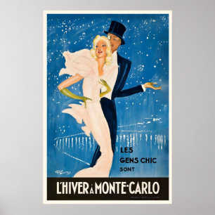 Monte Carlo Monaco Vintage Reiseposter Poster
