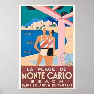 Monte Carlo Monaco Vintage Reiseposter Poster