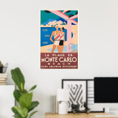 Monte Carlo Monaco Vintage Reiseposter Poster (Heimbüro)