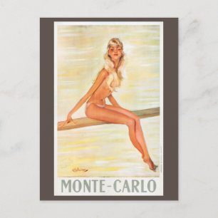 Monte-Carlo Monaco Vintage Reiseposter Restauriert Postkarte