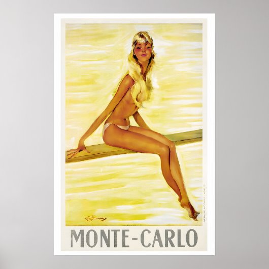 Monte Carlo Monaco Vintage Travel Poster (Vorne)