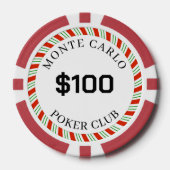 Monte Carlo Smooth mit eigener Marke $100 14 Gram Pokerchips (Vorderseite)