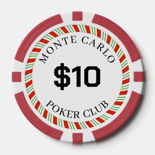 Monte Carlo Smooth mit eigener Marke $10 14 Gram Pokerchips (Vorderseite)