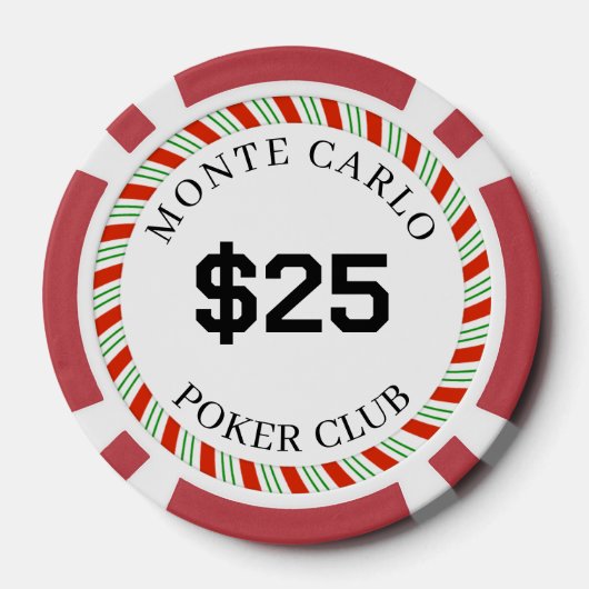 Monte Carlo Smooth mit eigener Marke $25 14 Gram Pokerchips (Rückseite)